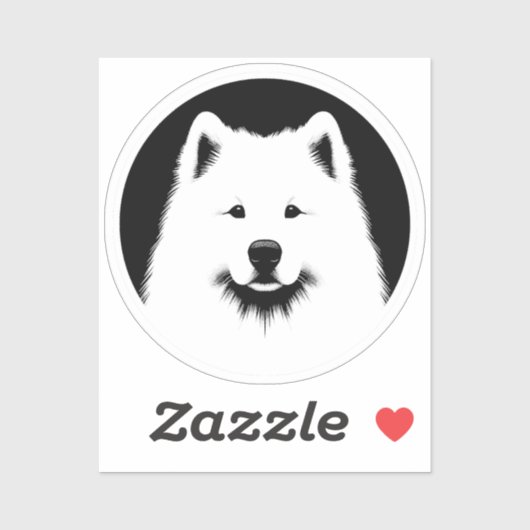 Samoyed Pop Art Classic Round Sticker Black White (Blatt)