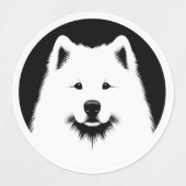 Samoyed Pop Art Fun & Chic Black & White Etiketten (Design 1)