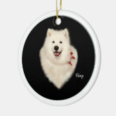Samoyed-Porträt Frt u. Weihnachtsbaum Bck Keramik Ornament (Links)