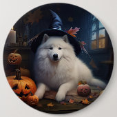 Samoyed Pumpkins Halloween Beängstigend Button (Vorderseite)