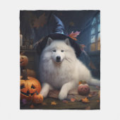 Samoyed Pumpkins Halloween Beängstigend Fleecedecke (Vorderseite)