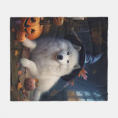 Samoyed Pumpkins Halloween Beängstigend Fleecedecke (Vorderseite (Horizontal))