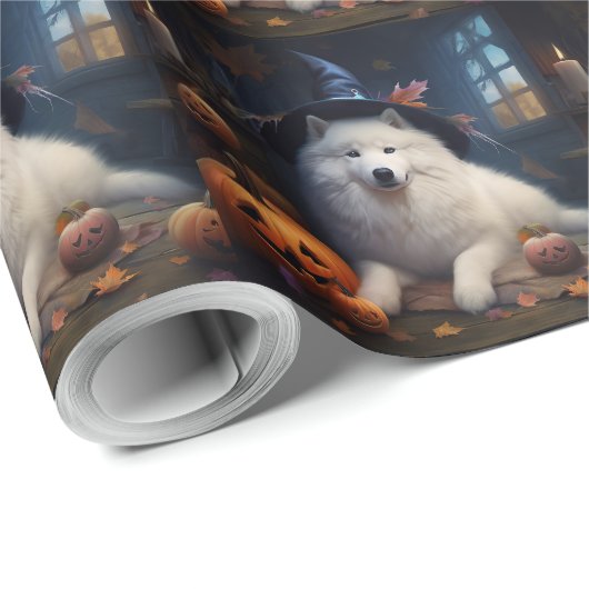 Samoyed Pumpkins Halloween Beängstigend Geschenkpapier (Rolleneckpunkt)