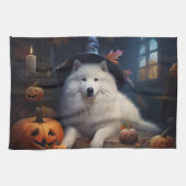 Samoyed Pumpkins Halloween Beängstigend Geschirrtuch (Horizontal)