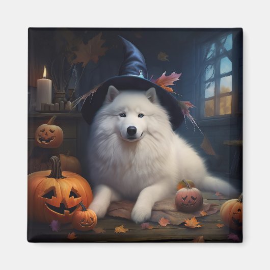 Samoyed Pumpkins Halloween Beängstigend Magnet (Vorne)