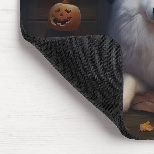 Samoyed Pumpkins Halloween Beängstigend Mousepad (Ecke)
