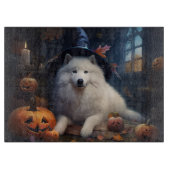 Samoyed Pumpkins Halloween Beängstigend Schneidebrett (Vorderseite)