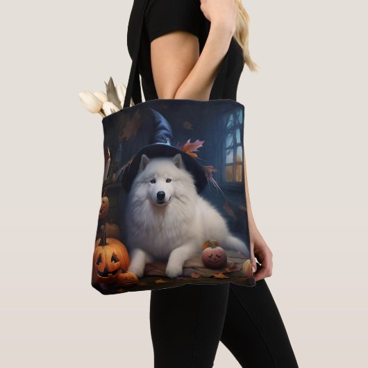 Samoyed Pumpkins Halloween Beängstigend Tasche (Von Nahem)