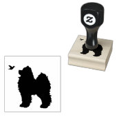 Samoyed Pup & Bird Briefmarke; 1" auf Sq. Pad Sep. Gummistempel (Stempel)