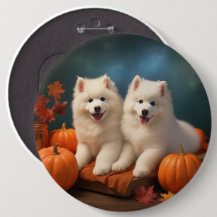 Samoyed Puppy Autumn Delight Pumpen Button