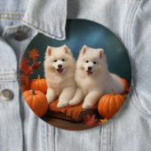 Samoyed Puppy Autumn Delight Pumpen Button (Beispiel)