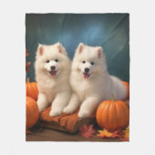 Samoyed Puppy Autumn Delight Pumpen Fleecedecke (Vorderseite)