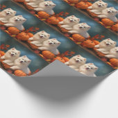 Samoyed Puppy Autumn Delight Pumpen Geschenkpapier (Ecke)