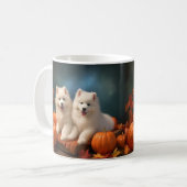 Samoyed Puppy Autumn Delight Pumpen Kaffeetasse (Vorderseite Links)