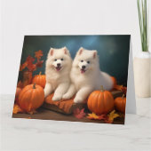 Samoyed Puppy Autumn Delight Pumpen Karte (Vorderseite)