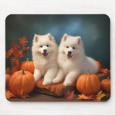 Samoyed Puppy Autumn Delight Pumpen Mousepad (Vorne)