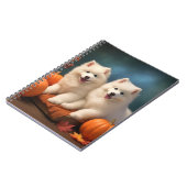 Samoyed Puppy Autumn Delight Pumpen Notizblock (Linke Seite)