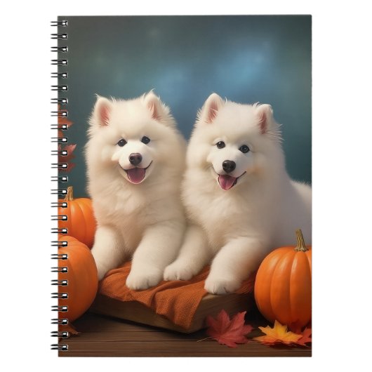 Samoyed Puppy Autumn Delight Pumpen Notizblock (Vorderseite)