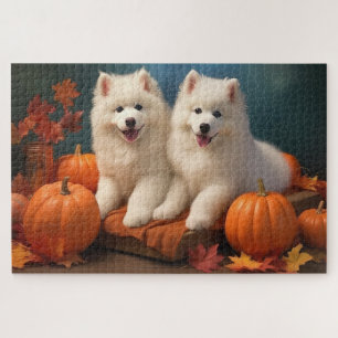 Samoyed Puppy Autumn Delight Pumpen Puzzle