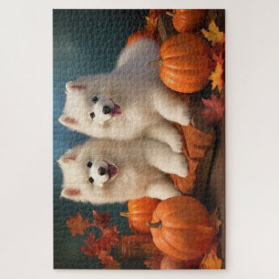 Samoyed Puppy Autumn Delight Pumpen Puzzle