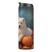 Samoyed Puppy Autumn Delight Pumpen Thermosbecher (Nach rechts gedreht)