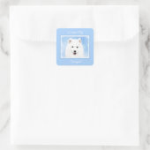 Samoyed Puppy Malerei - Niedlich Original Hunde Ar Quadratischer Aufkleber (Tasche)