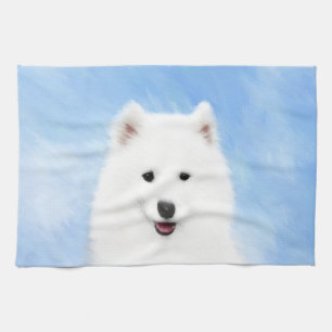 Samoyed Puppy Malerei - Niedliche Original Dog Art Geschirrtuch