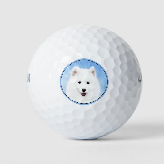 Samoyed Puppy Malerei - Niedliche Original Dog Art Golfball (Vorderseite)