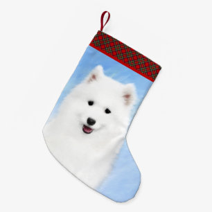 Samoyed Puppy Malerei - Niedliche Original Dog Art Kleiner Weihnachtsstrumpf