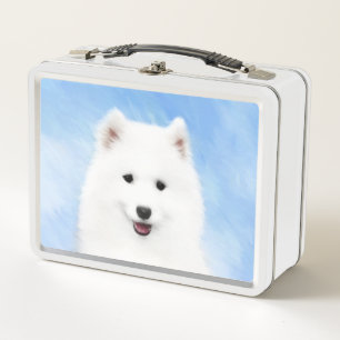 Samoyed Puppy Malerei - Niedliche Original Dog Art Metall Brotdose