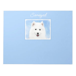 Samoyed Puppy Malerei - Niedliche Original Dog Art Notizblock