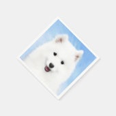 Samoyed Puppy Malerei - Niedliche Original Dog Art Serviette (Ecke)