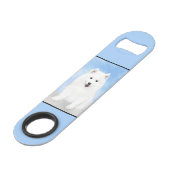 Samoyed Puppy Malerei - Niedliche Original Dog Art Speed Flaschenöffner (Rückseite Schrägansicht)