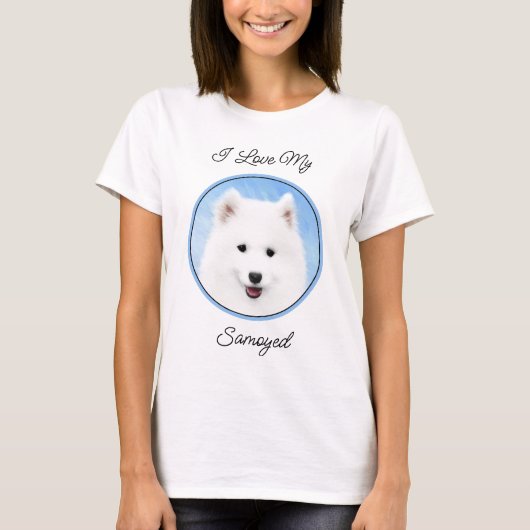 Samoyed Puppy Malerei - Niedliche Original Dog Art T-Shirt (Vorderseite)