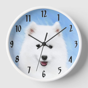 Samoyed Puppy Malerei - Niedliche Original Dog Art Uhr