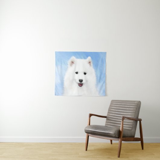 Samoyed Puppy Malerei - Niedliche Original Dog Art Wandteppich (Beispiel (Horizontal))