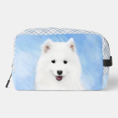 Samoyed Puppy Malerei White Niedlich Original Dog Waschbeutel (Rückseite)