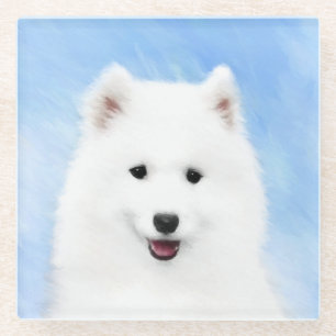 Samoyed Puppy Painting - Cute Original Dog Art Glasuntersetzer