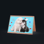 Samoyed Puppy & Toy Birthday Greeting Card Karte<br><div class="desc">Greeting Card, Standard White Inkluded. A special Happy Birthday card to or from a Samoyed, depending on how you want to use it. It works either. He is wishing his best friend a Happy Birthday Designer: Designs by Lee. All proceeds go to NSR: National Samoyed Rescue. National Samoyed Rescue is...</div>