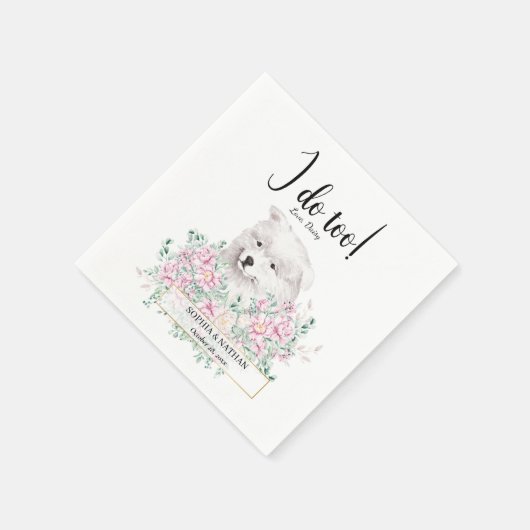 Samoyed Puppy Wedding Cocktail Napkins Serviette (Ecke)