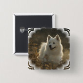 Samoyed-quadratisches Button (Vorne & Hinten)