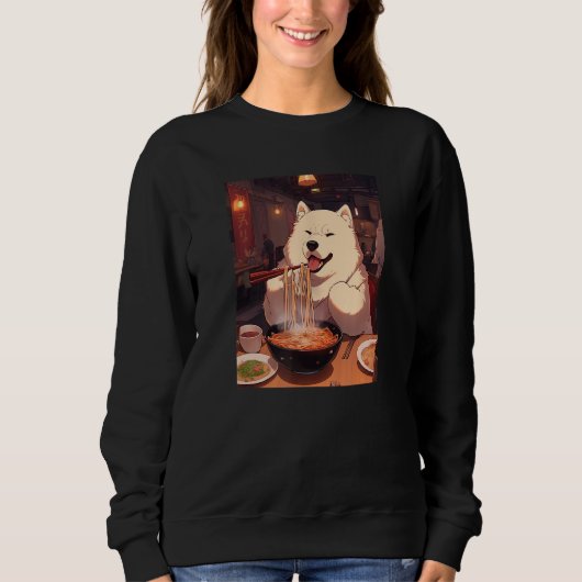 Samoyed Ramen Funny Dog japanisches Essen Sweatshirt (Vorderseite)