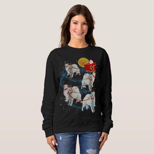 Samoyed Reindeer Christmas Lights Pajama Sweatshirt (Vorne ganz)