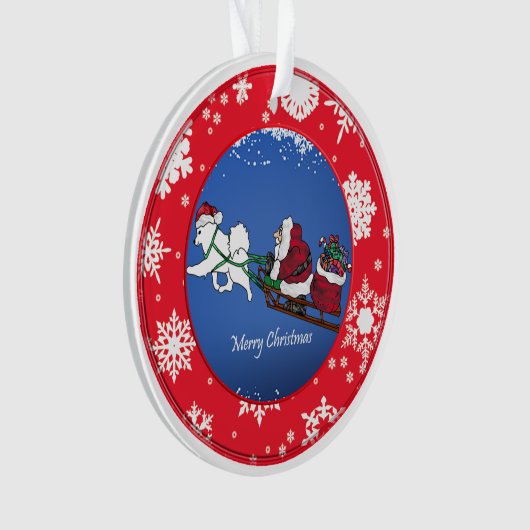 Samoyed "Rentier" Weihnachtsmannschaft Ornament (Vorderseite)