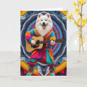 Samoyed Rock Star Card Karte (Gelbe Blume)