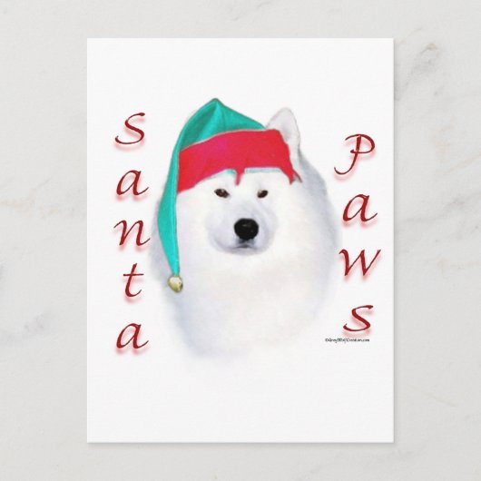 Samoyed Santa Paws Feiertagspostkarte (Vorderseite)
