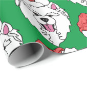 Samoyed Santa Wrapping Paper - Matte, Glossy und L Geschenkpapier (Rolleneckpunkt)
