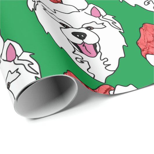 Samoyed Santa Wrapping Paper - Matte, Glossy und L Geschenkpapier (Rolleneckpunkt)
