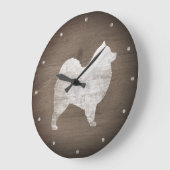 Samoyed Silhouette Rustikal Große Wanduhr (Winkel)