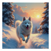 Samoyed Snowy Mountain Adventure Christmas Poster (Vorderseite)